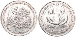 Delcampe - Rwanda, Republic, 200 Francs Silver 1972, F.A.O. - 10th Anniversary Of Independence, KM 11, UNC. Silver 0.800 / 18,2gr. - Rwanda