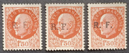 Delcampe - Frankrijk 1944 Liberation - Maréchal Pétain Yv.6 Type 1-2-3**MNH Gironde(Bordeaux) Complete Set Zonder Gom. - Liberación