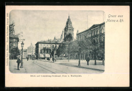 Delcampe - AK Mainz A. Rh., Blick Auf Gutenberg-Denkmal, Dom Und Marktplatz - Mainz