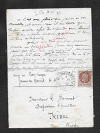 Delcampe - CARTE LETTRE CACHET LEON NEGRE BAR TABACS ECRITE DE GREOUX LES BAINS SUR TIMBRE PETAIN 1943 À BONNET TREBES : - Cartas & Documentos