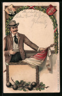 Delcampe - Präge-Lithographie Augsburg, Fahne Des Turnerbundes Jahn - Sportler