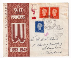 Delcampe - Pays Bas Ned Indies Batavia Jakarta Indonésie Jubileum Enveloppe Recommandé Registered Letter Schoonhoven - Niederländisch-Indien