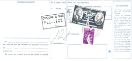Delcampe - 5F PA Daurat Vanier + 0,50F Sabine De Gandon Obl Rose Paris Chèques Postaux 1980 Au Dos De Chèque Au Receveur De Douanes - Posttarife