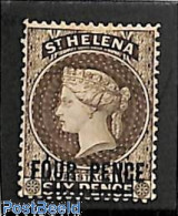 Delcampe - Saint Helena 1894 FOUR PENCE On 6p, Stamp Out Of Set, Unused (hinged) - Sainte-Hélène