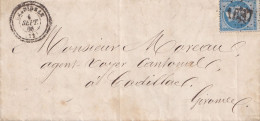 Delcampe - GRADIGNAN T22 1866-9 Timb. Oblitéré GC 1687 Pour Cadillac Gironde - 1862 Napoléon III