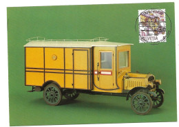 Delcampe - CH - 634 -  Carte Avec Timbre "Fougon Postal" - Oblit Spéciale Genève Bureau Post Automobile 1987 - Maximumkarten (MC)