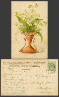 Delcampe - Lily Of The Valley, White Bell Shaped Flowers 1910 Old Embossed Postcard No. 707 - Blumen
