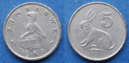 Delcampe - ZIMBABWE - 5 Cents 1989 "hare" KM# 2 Republic (1980) - Edelweiss Coins - Zimbabwe