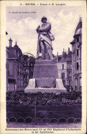 Delcampe - CPA Reims Cours JB Langlet Monument Des Morts Aux 32 Et 332eme Regiment D'infanterie Et 46eme Territorial Militaria - Reims