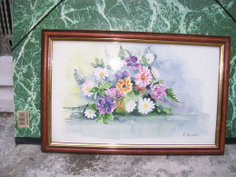 Delcampe - Art & Antiquités > Tableaux > Bouquet De Fleurs Veritable Aquarelle De F Bichel - Acquarelli
