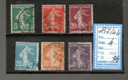 Delcampe - FRANCE OBLITÉRÉ - N° 134/36 - 1906-38 Säerin, Untergrund Glatt