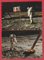 Delcampe - Des Hommes Sur La Lune - 21 Juillet 1969 / Neil Armstrong Et Le Drapeau Et Edwin Aldrinau Pied Du Module ( Voir Verso ) - Missions
