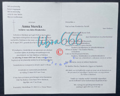 Delcampe - STERCKX Anna °HULSHOUT 1920 +HULSHOUT 2013 - HENDERICKX - EGGERS - NAULAERTS - VERRETH - TORFS - BRUYNSEELS - LEEUWS - Obituary Notices