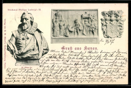 Delcampe - AK Hanau, Denkmal Philip Ludwig`s II. Von M. Wiese, Wappen - Hanau