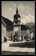 Delcampe - AK Altdorf, Platzpartie Mit Denkmal & Strassenbahn - Tramways