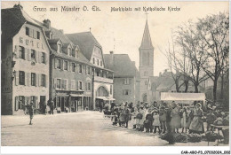 Delcampe - CAR-ABOP3-0215-68 - Gruss Aus MUNSTER O Els - Marktplatz Mit Katholishe Kirche - Munster