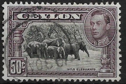 Delcampe - CEYLON 1942 50c SG 394d PERF 11½ X 11 FINE USED Cat £4.75 - Ceylon (...-1947)
