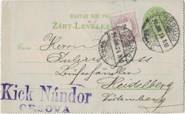 Delcampe - Ungarn, Zárt-Levelezö-Lap, Postal Stationery, Mit ZuF Orsova - Heidelberg 1924 - Ganzsachen