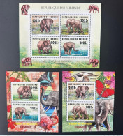 Delcampe - Burundi 2014 Mi. 3397 - 3400 Bl. 437 - 438 Elephants Elefanten Flamant Flamingo Papillon Butterfly Faune Fauna - Papillons