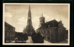 Delcampe - AK Bühl I. Baden, Rathaus Und Kirche - Bühl