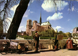 Delcampe - CPM Paris La Cathedrale Notre Dame Prise De L'Archeveche Peintres Velo - Notre Dame Von Paris
