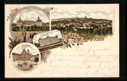 Delcampe - Lithographie Gotha, Totalansicht, Schloss, Museum, Markt - Gotha