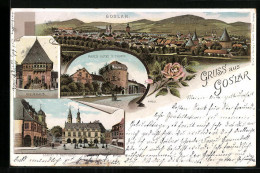 Delcampe - Lithographie Goslar, Pauls Hotel Und Thurm, Gildehaus - Goslar