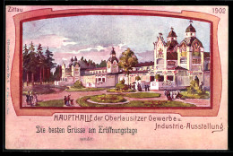 Delcampe - AK Zittau, Haupthalle Der Oberlausitzer Gewerbe U. Industrie Ausstellung 1902 - Exposiciones