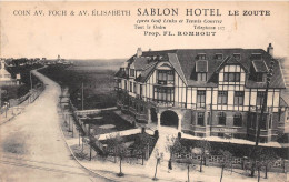 Delcampe - ¤¤   -   BELGIQUE  -  KNOKKE-HEIST  -  LE ZOUTE  -  " SABLON HOTEL " Coin Avenue Foch & Avenue Elisabeth        -  ¤¤ - Knokke