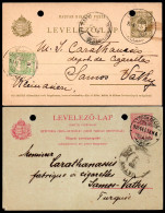 Delcampe - A 1318 HUNGARY  2 STATIONERIES(PUNCHED)1904 & 1905 TO VATHY,SAMOS AUSTRIAN P.O. - Samos