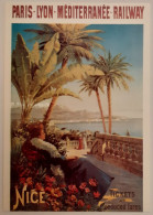 Delcampe - NICE - Femme Assise Sur Banc - Paris Lyon Méditerranée Railway - CP Moderne Reproduisant Affiche Ancienne - Parks, Gärten