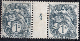 Delcampe - Paire Timbre France 1904 Blanc 1 C Avec Vignette - Unused Stamps
