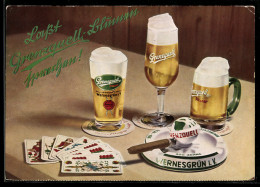 Delcampe - AK Wernesgrün Brauerei-Werbung, Biergläser Und Karten Auf Einem Tisch - Carte Da Gioco