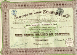 Delcampe - FILATURES De LAINE SCHWARTZ & Compagnie; Action De Priorité - Tessili