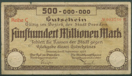 Delcampe - Dresden 500 Millionen Mark 1923, Keller 1572 E, Stark Gebraucht (K1029) - Andere & Zonder Classificatie