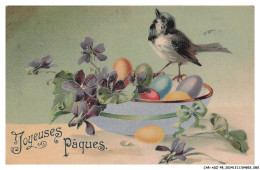 Delcampe - CAR-ADZP8-0492-FETE-VOEUX - Joyeuses Paques - Plat Avec Des Oeufs Et Des Fleurs Et Un Petit Oiseau - Ostern