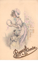 Delcampe - Nouvel An - N°78553 - Bonne Année - Une Femme Et Une Fillette Faisant Une Couronne De Fleurs - Série 1262 - Neujahr