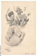 Delcampe - CAR-ACWP11-0701-FETES - JOYEUSES PAQUES - DEUX ENFANTS SUR DES BALLONS - Ostern
