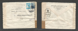 Delcampe - TURKEY. 1941 (22 June) Istanbul - USA, Newark. Dual Multifkd Env Via India - Transpacific Clipper With Palestine Censors - Autres & Non Classés