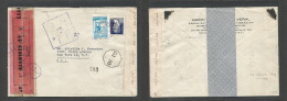 Delcampe - TURKEY. 1942 (20 July) Istambul - USA, NYC. Fkd Env. Routed Via Palestine - Iraq - S. Africa - Lagos - Natal - Miami. Ce - Autres & Non Classés
