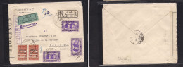 Delcampe - SYRIA. 1945 (29 July) Alep - France, Paris. Registered Air Multifkd Envelope Via Damas + French Censor Label + BRITISH " - Syrie