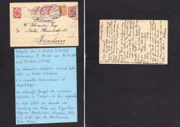 Delcampe - RUSSIA. 1915 (15 April) Siberia, Kirensk, Irkutsk - China, Tientsin. Russian WWI Censored. 3k Red + Adtl Stat Card With - Autres & Non Classés