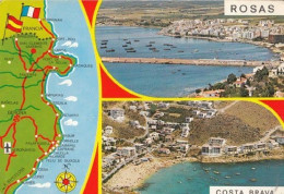 Delcampe - Rosas Costa Brava Spanish Map Postcard - Sonstige & Ohne Zuordnung