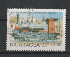 Delcampe - NICARAGUA - N° 1371 Oblitéré - 150°anniversaire Des Chemins De Fer Allemands. Locomotives. - Nicaragua