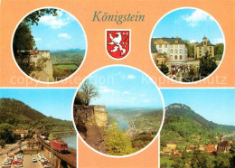Delcampe - Koenigstein Saechsische Schweiz Panorama Elbtal Eisenbahn Gebaeude Wappen - Königstein (Sächs. Schw.)