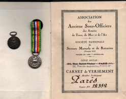 Delcampe - ASSOCIATION ANCIENS SOUS OFFICIERS ARMEE FRANCAISE  REDUCTION MEDAILLE CARNET DE VERSEMENT 1936 - France