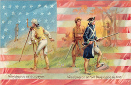 Delcampe - US Patriotic George Washington As Surveyor Fort Duquesne Embossed Postcard B987 - Heimat