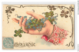Delcampe - ATZP2-0066-FANTAISIE - Souvenir - Fleurs - Main - Trefles - Bestickt