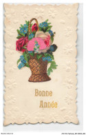 Delcampe - ATZP2-0053-FANTAISIE - Bonne Annee - Fleurs - Panier - Bestickt