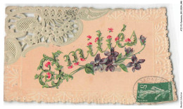 Delcampe - ATZP2-0064-FANTAISIE - Amitie - Fleurs - Bestickt